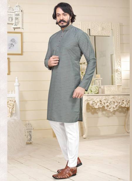 Gray Colour KUNJ D-8 Party And Function Wear Traditional Fancy Kurta Churidar Pajama Redymade Latest Collection 7017